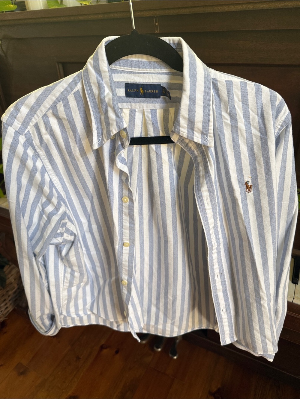 Ralph Lauren Blue and White Vertical Stripe Button-Down Shirt